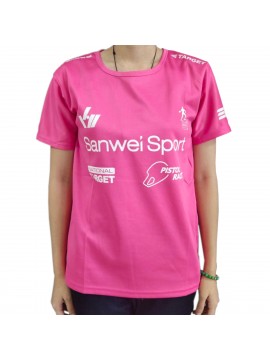 เสื้อปิงปอง Sanwei (ผ้า Polyester สำหรับใส่เล่นกีฬา) สีชมพู