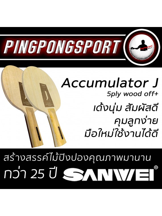 ไม้ปิงปองประกอบจัดชุด Sanwei Accumulator J + ยางปิงปอง Sanwei Taiji + ยางปิงปอง Kokutaku 868 Spin Power
