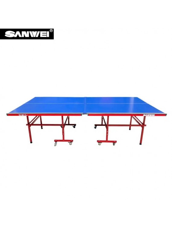 โต๊ะปิงปอง ครบชุดพร้อมอุปกรณ์เกรดแข่งขัน Sanwei TA-06 16 mm. โครงเหล็ก (MDF + เคลือบ UV 6 ชั้น เด้งเทียบเท่า 20 mm. Particle Board แต่ทนกว่า น้ำหนักเบากว่า)
