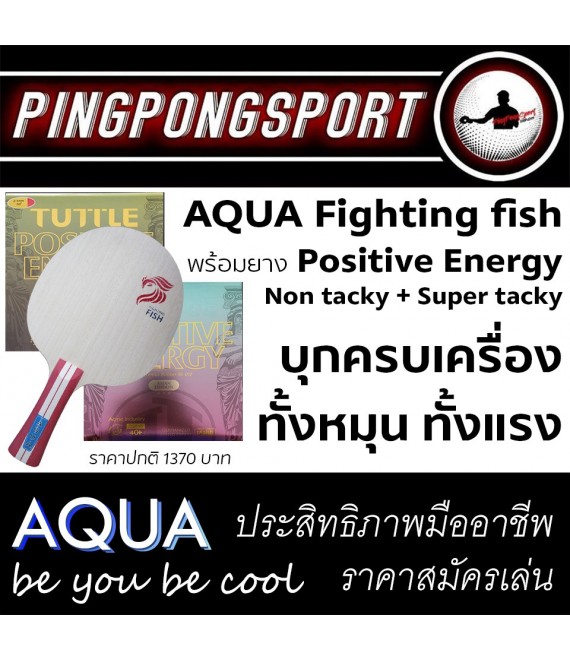 ไม้ปิงปองประกอบจัดชุด PPH Fighting Fish + ยางปิงปอง Tuttle Positive Energy Super Tacky & Non Tacky