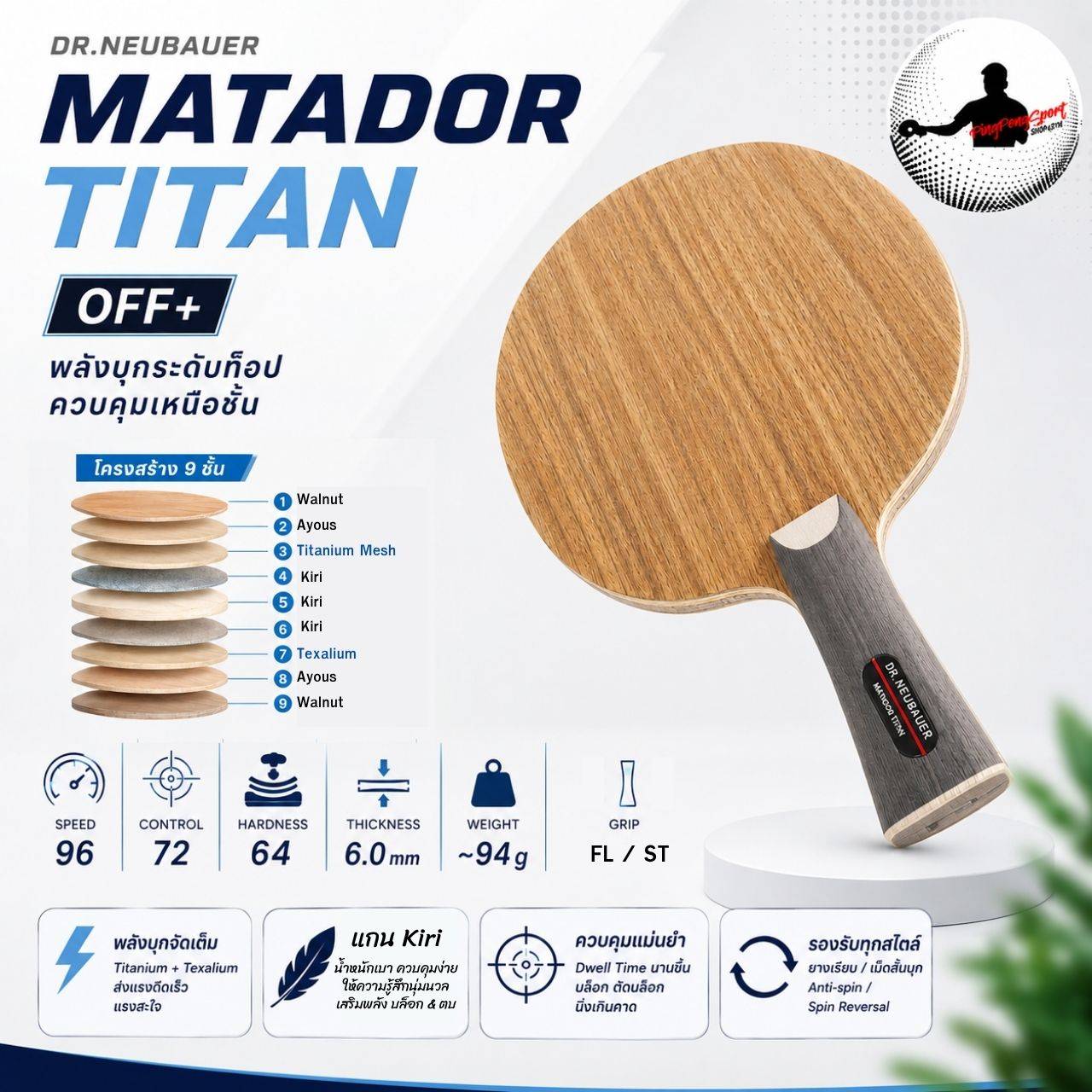 ไม้ปิงปอง Dr.Neubauer Matador Titan